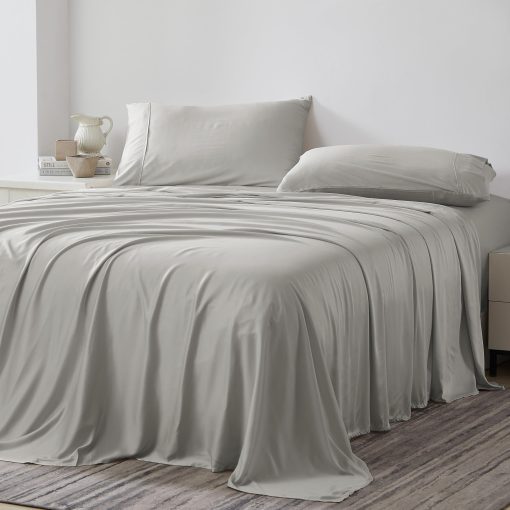 Juego de sabanas de lujo Southshore Fine Living, Inc. Tencel King, 500 hilos, gris acero