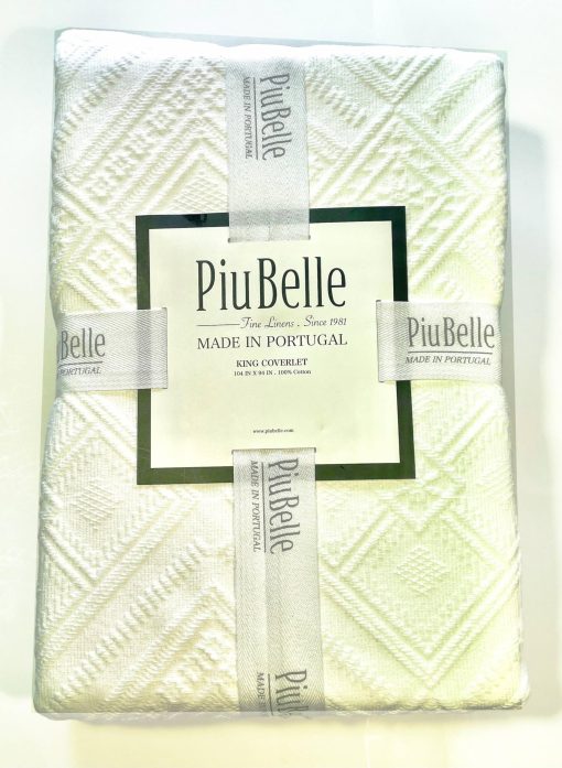 HOME GOODS Piubelle Piu Belle Portugal 100% Algodon-Hotel Lujo Matelasse Todas Las Estaciones, Cubrecama Ligero de Colcha Texturizado con Patrones en Relieve (King (Estandar EE. UU.), Cassandra), Blanco