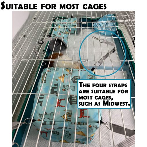 Set de Hamaca para Hurones para jaula Accesorios de jaula 3 estilos, Doble Hamaca o Casa Cuadrada y Cama de Tunel para Cobaya (Azul) - Imagen 4