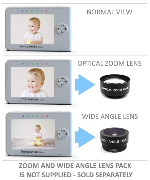 Monitor de Bebe Babysense 3.5" Pantalla con Camara y Audio, Alcance de 960ft (Espacio Abierto), Luz Nocturna, Audio Bidireccional, Zoom, Vision Nocturna, Canciones de Cuna - Imagen 3