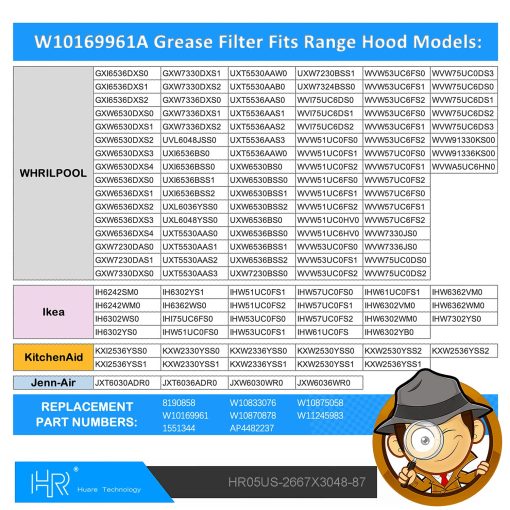Filtro de campana extractora W10169961A actualizado, Filtro de ventilacion para estufa, Compatible con Whirlpool, Ikea, Kitchen Aid, Jenn Air, Filtro de grasa de malla de aluminio para campana de cocina de 10.5x12 pulgadas, Filtros de campana para cocina, Filtro de ventilacion 3PCS - Imagen 5