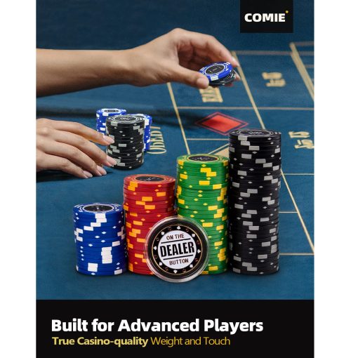 Fichas de Poker de Arcilla Comie, Set de 400PCS con Maletin de Viaje de Lujo, Fichas Numeradas, Poker para Texas Holdem Blackjack Juegos de Azar - Imagen 4