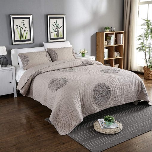 Juegos de Edredon ABREEZE de Algodon Rustico, Edredon y Cobertor Conjunto de Ropa de Cama Estilo Granja Desgastado Juegos de Colchas Lecho Taupe Gris Rey Patrones Florales Clasicos 3D - Imagen 7