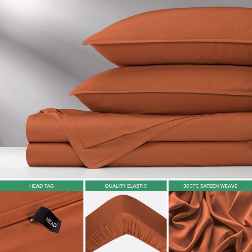 Juego de sabanas King por Pure Bamboo, 100% autentico viscosa organica derivada del bambu, suave y refrescante, costuras dobles, promesa de calidad de por vida (King, Terracota) - Imagen 6