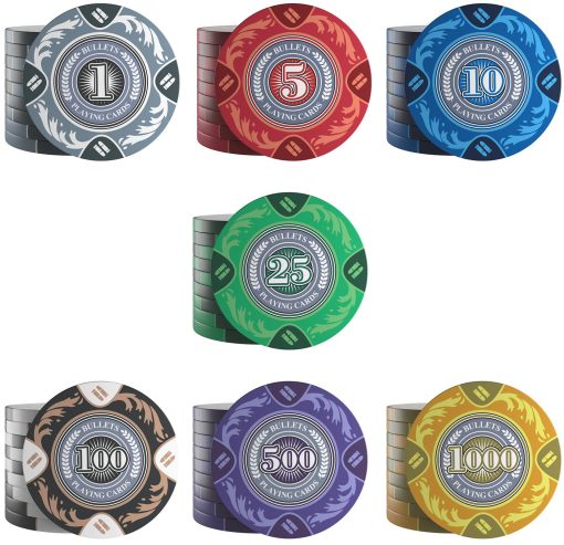 Maletin de Poker Bullets Playing Cards 'Tony' con 500 fichas de poker de arcilla - set de poker premium para juegos de efectivo y torneos - Imagen 7