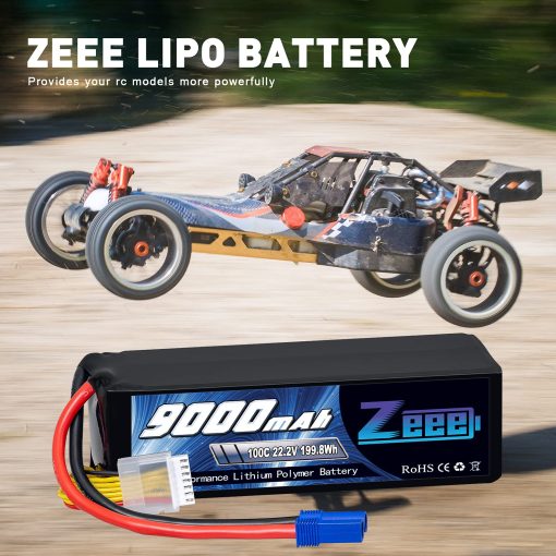 Bateria Lipo Zeee 6S 9000mAh 22.2V 100C Estuche Suave Bateria RC EC5 Con Conectores de Metal para Coche RC Camion Desierto Racer Tanque RC Pasatiempos(2 Pack) - Imagen 8