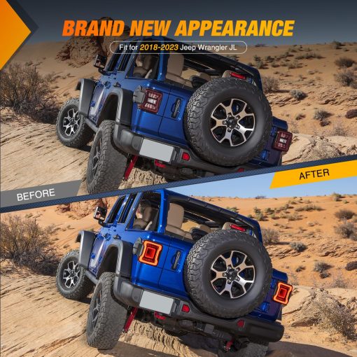 Nilight JL Tail Light LED Lente Ahumado LED Luz de Reversa Blanca Luz Roja de Freno Correr Señales de Giro de Posicion de Parada Aprobado por DOT Compatible con 2018-2023 Jeep Wrangler JL, Garantia de 2 Años - Imagen 8