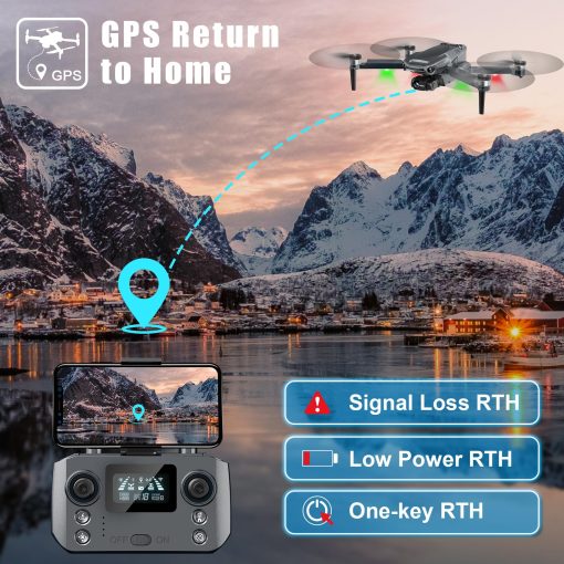 Drone con Camara 4K RC Quadcopter para Adultos, Transmision de Video de Largo Alcance 1640 pies, Estabilizador de 3 Ejes, Tiempo de Vuelo de 46 Minutos GPS Retorno Automatico y Sigueme, Vuelo Circular, Vuelo de Puntos de Referencia, Mantenimiento de Altitud - Imagen 4