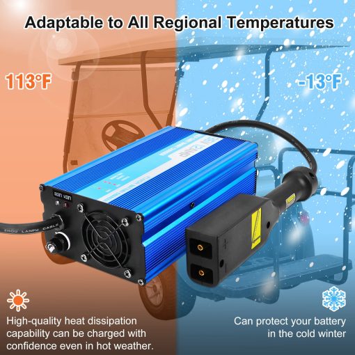 Cargador de Bateria de Carro de Golf Flngr 36 Voltios para EZGO TXT (Plomo-acido), Cargador de Bateria Inteligente de 12Amperios con Carga Lenta, Conector D para Carro de Golf de 36 Voltios, Cargador de Bateria para Carro de Golf de 12Amperios - Imagen 4