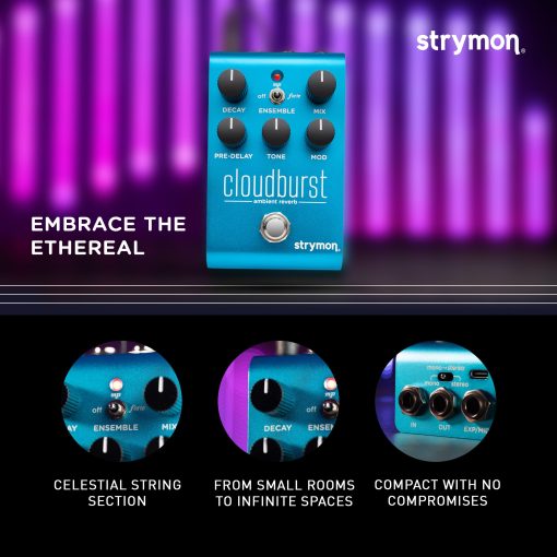 Pedal de Guitarra Strymon Cloudburst Ambient Reverb con Motor de Ensemble, para Guitarra Electrica y Acustica, Sintetizadores, Voces y Teclados - Imagen 3