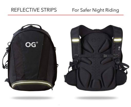 Mochila para motocicleta OG Original EZ-Rider PRO Negra Expandible 28-35L, Bolsa para casco de motocicleta, Correa para casco, Mochilas impermeables para motocicletas para hombres con bolsillo para laptop, Reflectante (Logo blanco) - Imagen 3