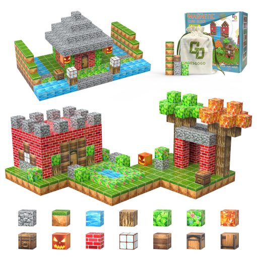 Bloques Magneticos AESGOGO, 72 Piezas Juguete STEM Montessori para Crear un Mundo con Imanes DIY, Juguetes de Construccion Creativos para Ninos Ninas Edades 3-5 5-7 6-8, Apilamiento de Cubos para Ninos Pequenos.