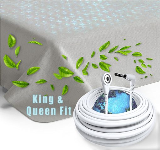 Sabanas de Conexion a Tierra ZenEarth, Tamano King & Queen, 90% Algodon 10% Fibra de Plata, Mejora el Sueno y Bienestar, Sabanas de Cama Conectadas a Tierra son de 78"x102" pulgadas, Cable de Conexion incluido. (1, Gris, Extra Grande)