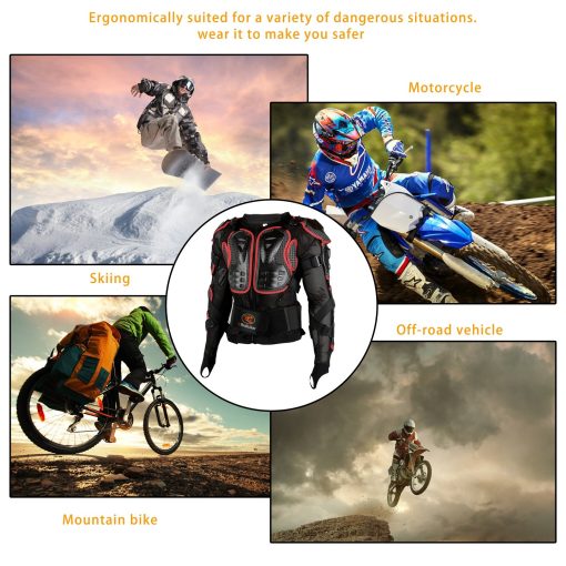 Chaqueta Protectora para Motocicleta RIDBIKER con Armadura Completa Desmontable para Competicion de Motocross Espalda Pecho Camisa de Proteccion (Rojo, S) - Imagen 7