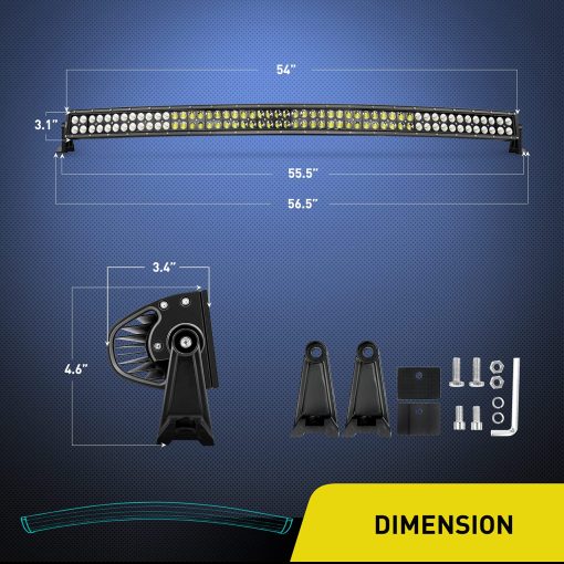 Nilight - 71017C-A 54" 312W Curvo Luces de Trabajo LED Barra de Luz Combinada de Manchas de FloDeloitte y Luces de Inundacion para Conducir Lampara antiniebla Luz LED para carretera, 2 anos de garantia - Imagen 2