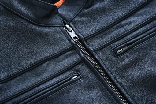 Chaqueta de Moto de Cuero para Mujer en Negro Vance Leather USA de Cuero de Vaca Encerado Suave Deportiva Crossover Biker (Grande) - Imagen 4