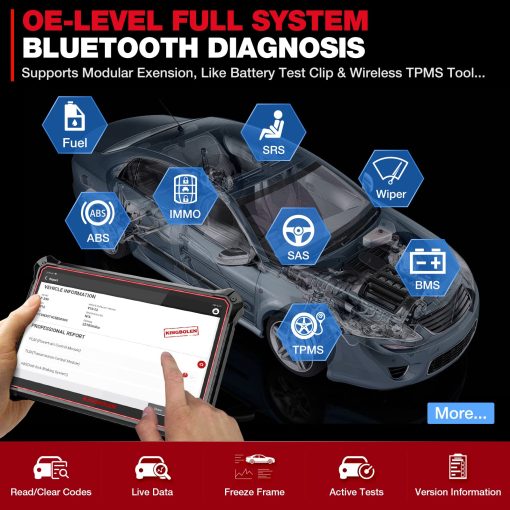 KINGBOLEN K10 Escaner bidireccional de sistemas completos, Bluetooth Obd2, Mapa de topologia, 41+ Funciones de reinicio, Codificacion ECU, FCA AutoAuth, Coincidencia de llaves, Funcion guiada VAG, Actualizacion gratuita por 2 anos - Imagen 8