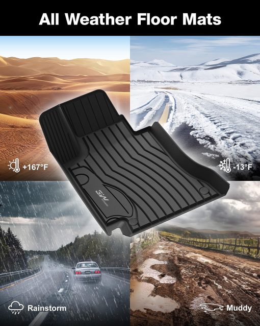 Tapetes 3W Compatibles para Benz Clase C 2015-2021 TPE Todos los Tiempos Ajuste Personalizado para Benz Clase C 1ra y 2da Fila Juego Completo de Tapetes para Automovil (para Sedan unicamente), Negro - Imagen 7
