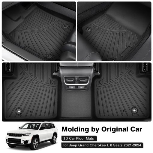 Tapetes para piso compatibles para Jeep Grand Cherokee L 6 Asientos 2021-2024 Accesorios 3ra Fila Todos Tiempo TPE Tapetes de Coche 3D Ajuste Personalizado Liners para Pisos Todo Clima - Imagen 2