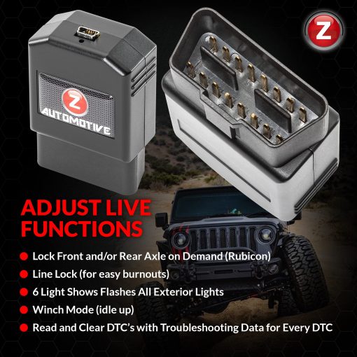 Programador Z Automotive JK Blaster - Compatible con Jeep Wrangler JK 2007-2018 - Personaliza mas de 12 configuraciones de vehiculo con la App para Smartphone, Activa el Modo de Show de Luces, Modo de Winch, Ajustes de PSI de TPMS y Mas - Imagen 6