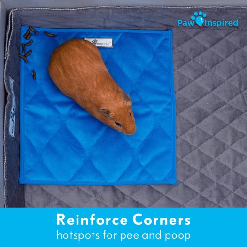 Almohadillas absorbentes para jaulas de cobayas Paw Inspired | Ropa de cama de vellon lavable, fondo impermeable | Super absorbente almohadilla para orina o colchoneta para mascotas para cobayas, hurones, conejos, hamsters, animales pequenos (12x12, Gris claro) - Imagen 6