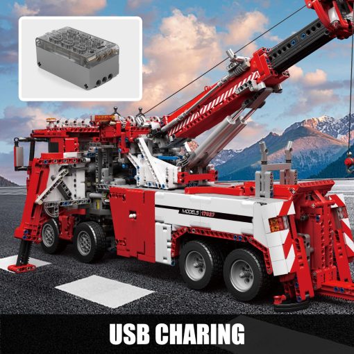 Kit de Construccion Mould King 17027 Road Rescue Truck, 4883 Piezas Modelo de Grua Neumatica Grande Technik con 7 Motores, Camion de Control Remoto y Control de Aplicacion, Regalo para Ninos/Adultos Enthusiastas de Vehiculos - Imagen 4