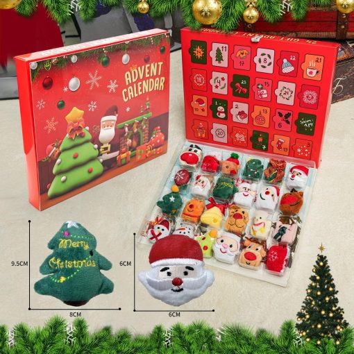 Calendario de Adviento de Navidad, Regalo de Navidad 2024, Adornos de Calendario de Cuenta Regresiva de Navidad - Set de 24 Piezas de Adornos de Navidad de Peluche angel Santa Claus Muneco de Nieve Reno Mini arbol de Navidad - Imagen 2
