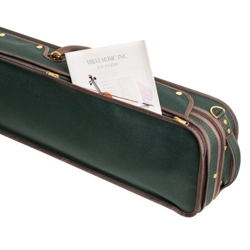 Estuche de violin de madera dura profesional MI&VI NW-9001 4/4 (tamano completo) Forro de seda de lujo | Madera maciza | Forma oblonga | Bolsillo para partituras | Correas ajustables | Higrometro | Termometro (Verde - Madera) - Imagen 6