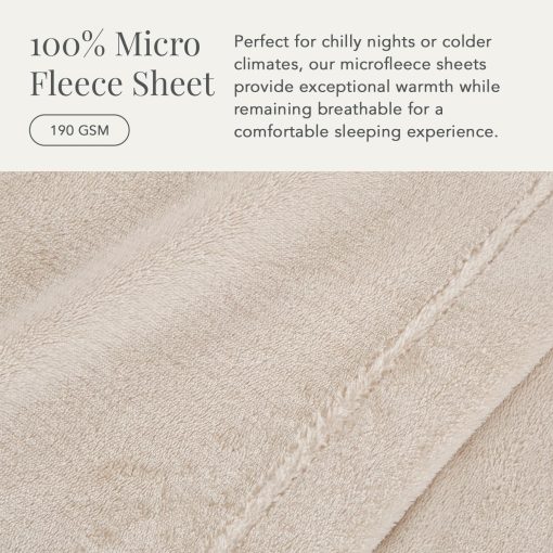 Juego de sabanas Ultra Suaves de Micro Franela NY Loft con Bolsillos Extra Profundos | Juego de Sabanas de Terciopelo Extra Suave | Super Suave Felpa Polar | Abrigo Acolchado de Terciopelo Suave Tribeca Collection (King, Beige) - Imagen 5