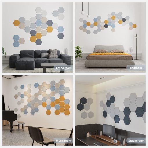 Panel Acustico Amantech de 12 Piezas Autoadhesivos de Espuma Absorbente de Sonido, Panel de Espuma Acustica de Alta Densidad, 12X10.23X0.4 Pulgadas Paneles de Pared Hexagonales en Hogar, Oficina, Sala de Grabacion, Estudio (Naranja) - Imagen 7