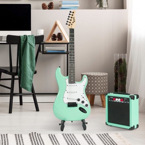Kit de Guitarra Electrica de 39 pulgadas LyxPro con Amplificador de 20w, Todos los Accesorios, Afinador Digital de Pinza, Seis Cuerdas, Dos Puas, Barra de Tremolo, Correa para el Hombro, Bolsa de Estuche Kit de Inicio Tamano Completo - Verde - Imagen 7