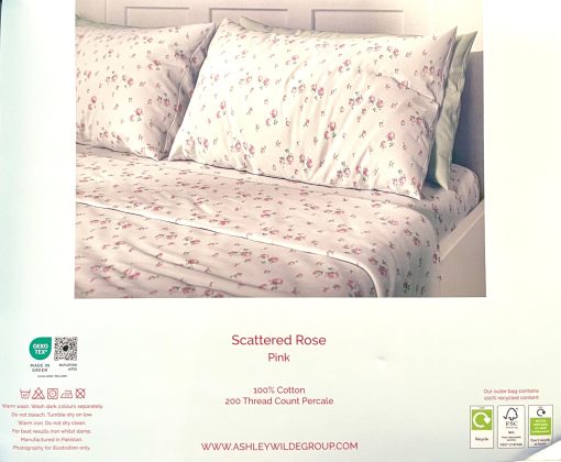 Juego de Sabanas CATH KIDSTON de la Coleccion de Lujo para el Hogar de Londres, 4 Piezas, 200tc, Rosa Floral, 100% Algodon Percale, Fresco y Ligero (SCATTERED ROSE, King (Tamaño Estandar de EE. UU.)), Blanco - Imagen 2