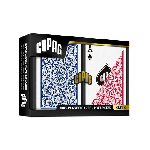 Baraja de Cartas de Plastico 100% Copag 1546 Design, Tamaño Poker (Estandar) Rojo/Azul (indice Regular, 6 Juegos) - Imagen 2