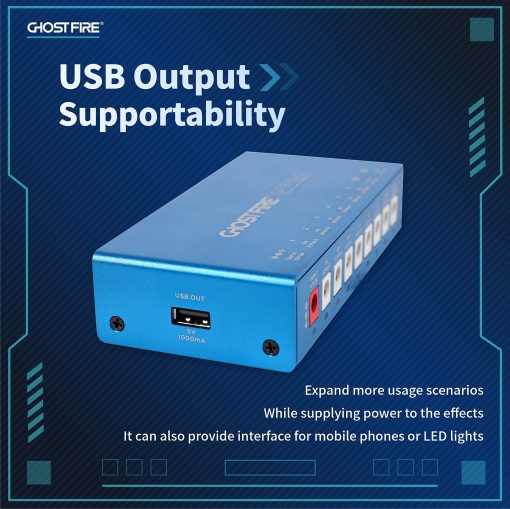 Fuente de alimentacion de pedales Ghost FIRE GP8-SV2 de 8 salidas + Salida USB de 5V Suministro de energia aislado con proteccion independiente contra cortocircuitos - Imagen 5