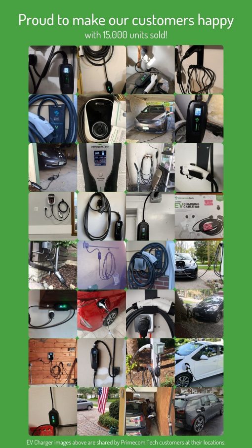 Cargador para EV PRIMECOM Nivel 2 220/240V, 16A, 30 pies y 50 pies, Cable portatil de carga de vehiculo electrico EVSE compatible con Bolt Volt Leaf BMW i3 Fiat 500e Clarity NIRO Prius (10-30P, 30 pies) - Imagen 6