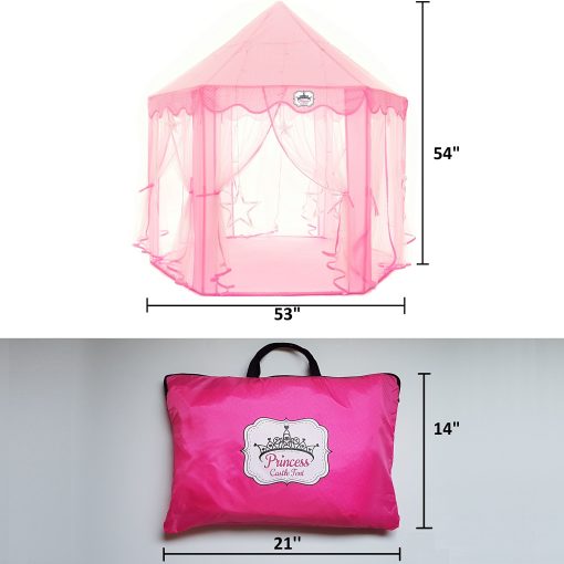 Carpa de Castillo de Princesa para Ninas, Rosa Ninas Casa de Juguete Interior, Cumpleanos para Ninas Pequenas de 3 a 7 Anos, Carpa de Juego para Ninas de 3 a 10 Anos - Imagen 6