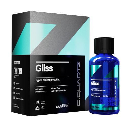 Kit CARPRO Gliss V2-30ml - Revestimiento Ceramico para Autos - Capa Superior Hiper Suave Hidrofobica con Aplicadores de Microfibra