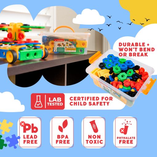 ETI Toys STEM Learning Juego de Bloques de Construccion Educativos Originales para Ninos y Ninas de 3, 4 y 5+ Anos | Juguetes de Construccion Divertidos para Kit de Juguetes para Ninos, Regalo de Juguetes STEM (172 PCS) - Imagen 5