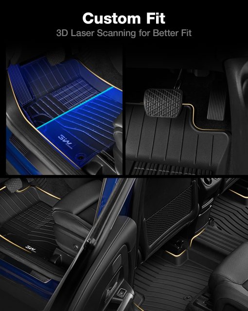 Tapetes para piso 3W Fit para Benz ML/GL/GLE/GLS Series 2012-2019, Tapete a medida para todas las condiciones climaticas para la primera y segunda fila de carros, Negro - Imagen 3
