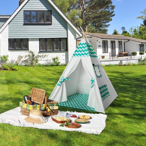 Tienda de campana para ninos Teepee para juegos en interiores | Tienda de campana Teepee para ninos y ninas | Tienda de campana para ninos pequenos | Tienda de campana para ninos en interiores Cumpleanos (Teepee de rombos verdes) - Imagen 4