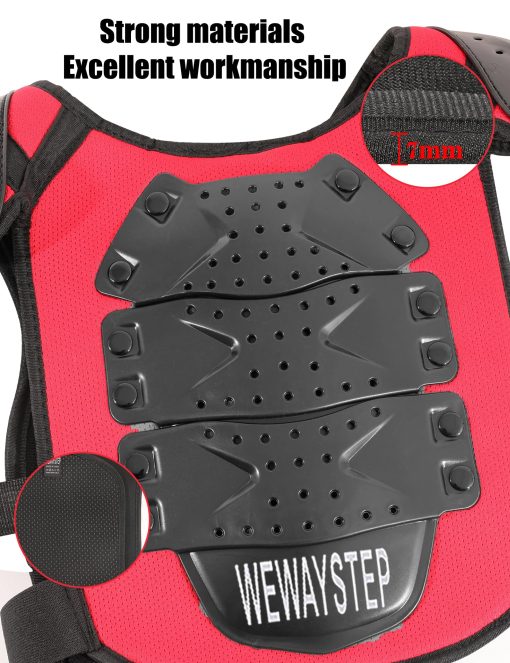 Equipo de Proteccion para Motocross para Ninos, Armadura de Motocicleta, Protector de Pecho, Chaleco de Armadura de Cuerpo de Motocicleta con Protectores de Codo y Rodilla (Negro) - Imagen 4