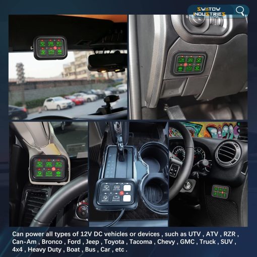 Panel de interruptores de 6 vias, SWATOW INDUSTRIES Switch Pods Caja de rele de circuito automatico atenuable con modos momentaneos para camioneta, Jeep, camioneta, SUV, UTV, marina - Imagen 7