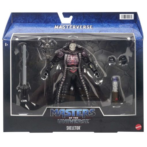 Figura de accion Masterverse de Masters of the Universe, Skeletor articulado coleccionable de MOTU con piezas y accesorios intercambiables - Imagen 6
