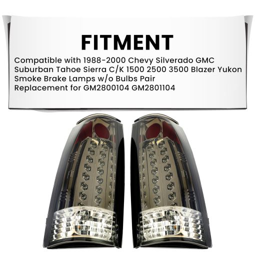 Luces traseras LED compatibles con Chevy Silverado GMC Suburban Tahoe Sierra C/K 1500 2500 3500 Blazer Yukon. Lamparas de freno ahumadas sin bombillas. Reemplazo para GM2800104 GM2801104 - Imagen 3