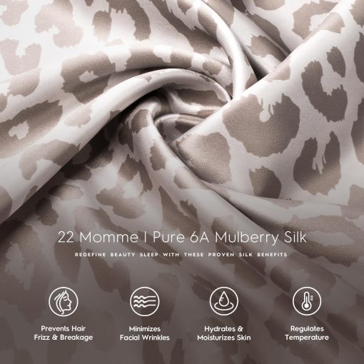 Funda de Almohada de Seda Tafts - 22mm 100% Pura Seda de Morera 6A Funda de Almohada de Seda para Cabello y Piel con Cierre de Sobre, Refrigerante, Natural, Organica, Funda de Almohada de Seda de Doble Cara (Leopardo, King 20x36, 2pc) - Imagen 5