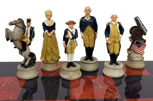 Juego de Ajedrez de la Guerra de Independencia Americana Revolucionaria con Tablero de 16" de marmol sintetico Negro y Rojo - Imagen 7