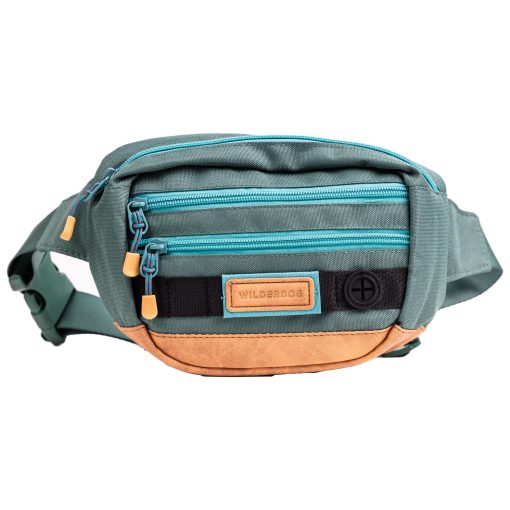 Bolsa de cintura de utilidad Wilderdog para guardar golosinas, pelotas, llaves en 3 bolsillos con correa ajustable y dispensador de bolsas de caca (Evergreen)
