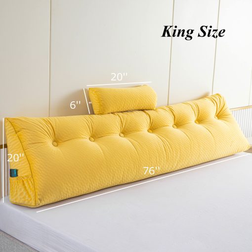 Almohadas para cabecero Gpround + Almohada rodillo para cabeza Almohada de cuña para cabecero Almohada grande para lectura Almohadas de respaldo para sentarse en la cama Soporte King 76x8x20 pulgadas - Imagen 2
