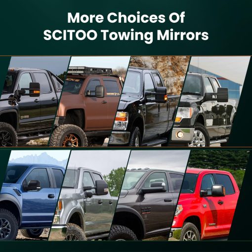 Espejos de remolque SCITOO Espejos exteriores para Chevy para GMC 2007-2014 para Silverado/para Sierra Par de espejos retrovisores con control de potencia, calefaccion, señal de giro, luz de marcha atras, plegado y extension manual - Imagen 7