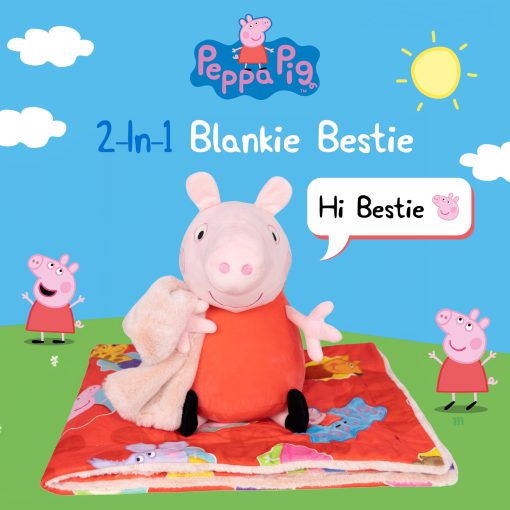 Peppa Pig Peluche Mantita | Muneco de Peluche con Manta Suave | Esenciales para Bebes | Tela Ultrasuave, Sensorial | Lavable a Maquina | Juguetes para Bebes Ideales | Manta de Seguridad para Recien Nacidos | Licenciado por Peppa Pig - Imagen 2